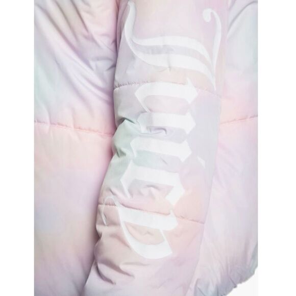 Juicy Couture Avalon Logo Sleeve Cotton Candy Puffer Jacket Pastel Tie-Dye Coat - Picture 7 of 16